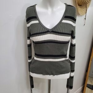 No Boundaries Ribbed Striped Sweater